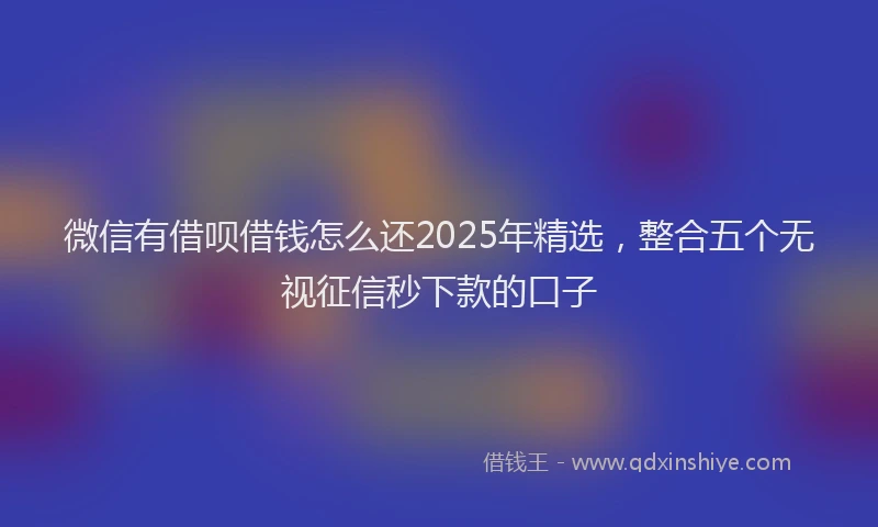 微信有借呗借钱怎么还2025年精选，整合五个无视征信秒下款的口子