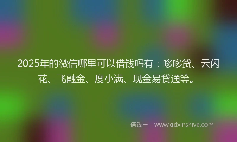 2025年的微信哪里可以借钱吗有：哆哆贷、云闪花、飞融金、度小满、现金易贷通等。
