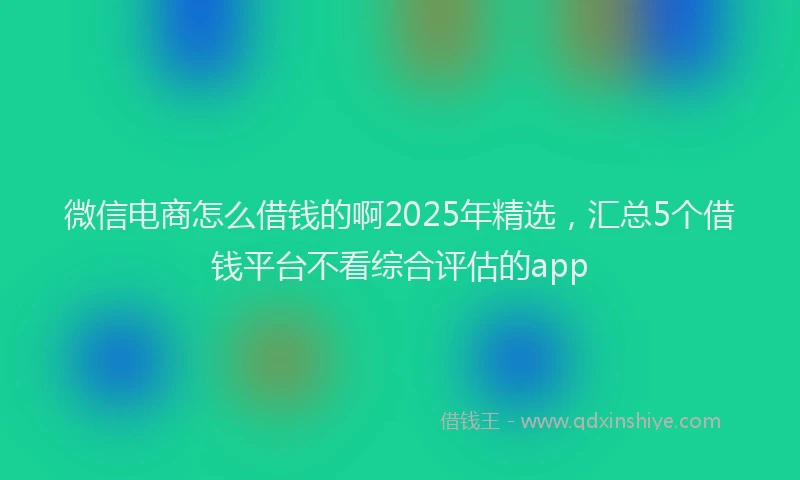 微信电商怎么借钱的啊2025年精选，汇总5个借钱平台不看综合评估的app