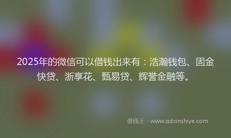 2025年的微信可以借钱出来有：浩瀚钱包、固金快贷、浙享花、甄易贷、辉誉金融等。