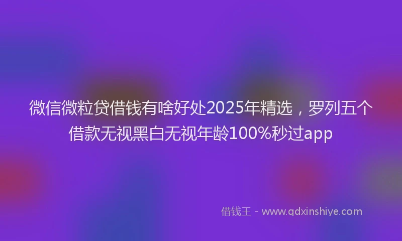 微信微粒贷借钱有啥好处2025年精选，罗列五个借款无视黑白无视年龄100%秒过app