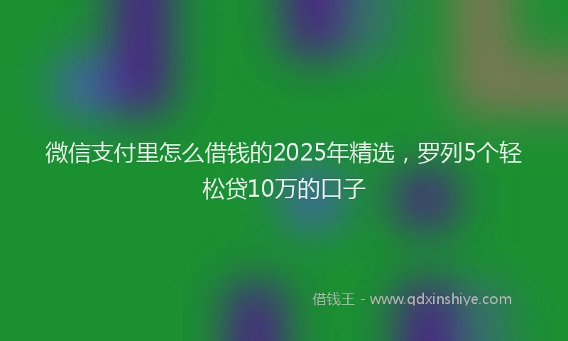 微信支付里怎么借钱的2025年精选，罗列5个轻松贷10万的口子
