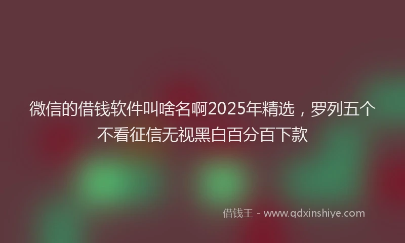 微信的借钱软件叫啥名啊2025年精选，罗列五个不看征信无视黑白百分百下款