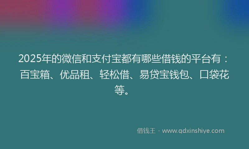 2025年的微信和支付宝都有哪些借钱的平台有：百宝箱、优品租、轻松借、易贷宝钱包、口袋花等。