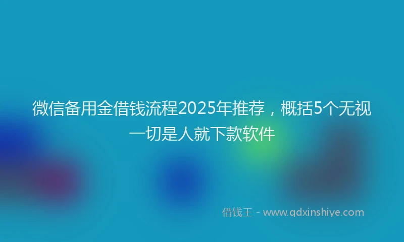 微信备用金借钱流程2025年推荐，概括5个无视一切是人就下款软件