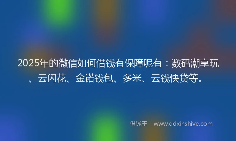 2025年的微信如何借钱有保障呢有：数码潮享玩、云闪花、金诺钱包、多米、云钱快贷等。