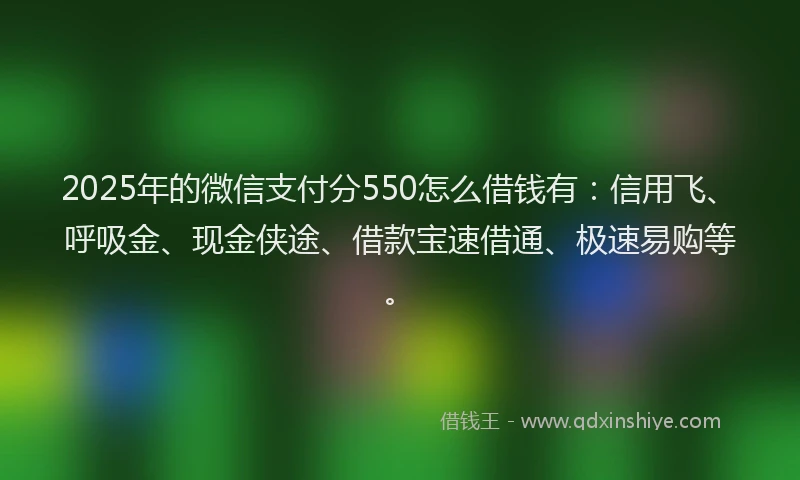 2025年的微信支付分550怎么借钱有：信用飞、呼吸金、现金侠途、借款宝速借通、极速易购等。