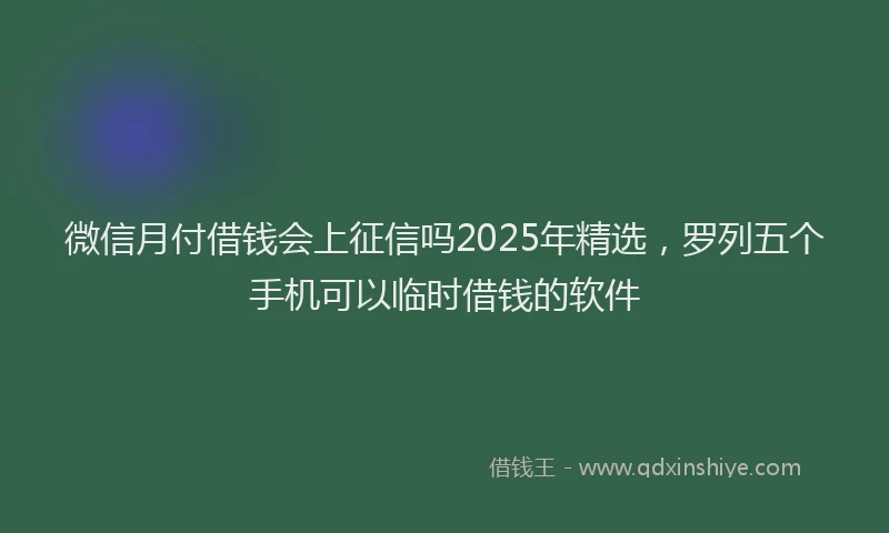 微信月付借钱会上征信吗2025年精选，罗列五个手机可以临时借钱的软件