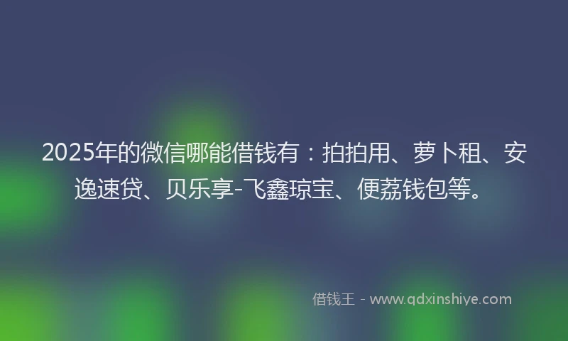 2025年的微信哪能借钱有：拍拍用、萝卜租、安逸速贷、贝乐享-飞鑫琼宝、便荔钱包等。