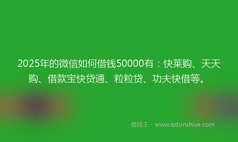 2025年的微信如何借钱50000有：快莱购、天天购、借款宝快贷通、粒粒贷、功夫快借等。