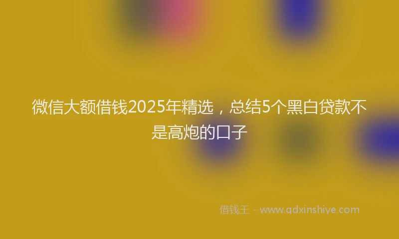 微信大额借钱2025年精选，总结5个黑白贷款不是高炮的口子