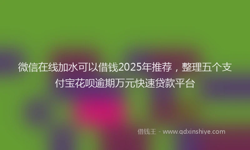 微信在线加水可以借钱2025年推荐，整理五个支付宝花呗逾期万元快速贷款平台