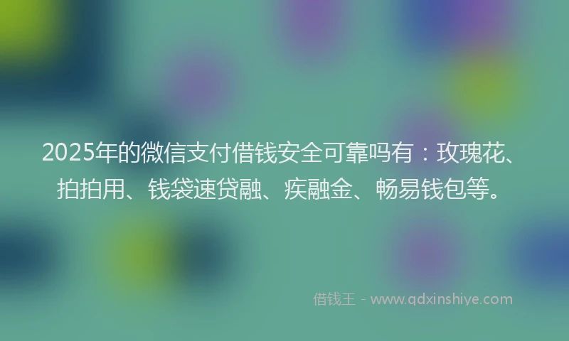 2025年的微信支付借钱安全可靠吗有：玫瑰花、拍拍用、钱袋速贷融、疾融金、畅易钱包等。