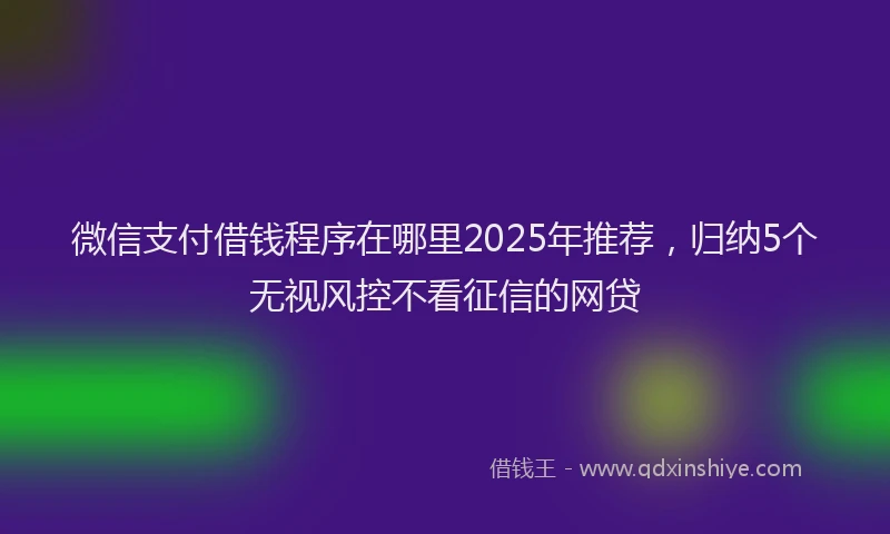 微信支付借钱程序在哪里2025年推荐，归纳5个无视风控不看征信的网贷