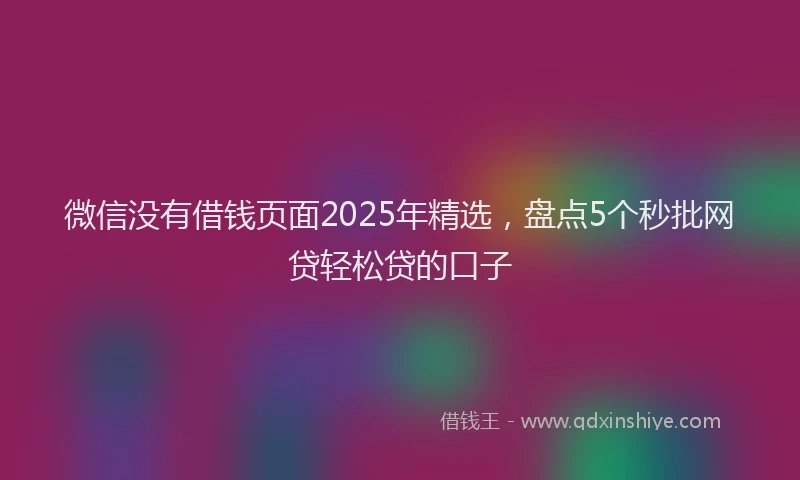 微信没有借钱页面2025年精选，盘点5个秒批网贷轻松贷的口子