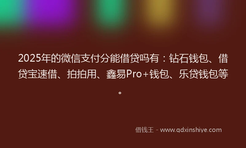 2025年的微信支付分能借贷吗有：钻石钱包、借贷宝速借、拍拍用、鑫易Pro+钱包、乐贷钱包等。