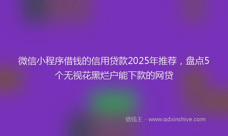 微信小程序借钱的信用贷款2025年推荐，盘点5个无视花黑烂户能下款的网贷
