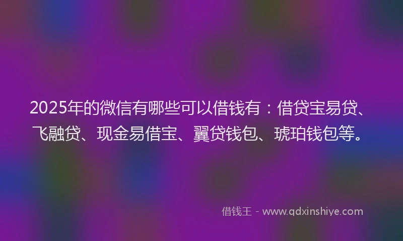 2025年的微信有哪些可以借钱有：借贷宝易贷、飞融贷、现金易借宝、翼贷钱包、琥珀钱包等。