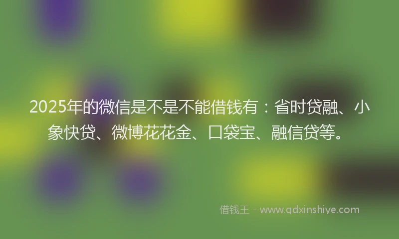 2025年的微信是不是不能借钱有：省时贷融、小象快贷、微博花花金、口袋宝、融信贷等。