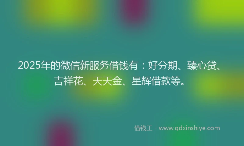 2025年的微信新服务借钱有：好分期、臻心贷、吉祥花、天天金、星辉借款等。