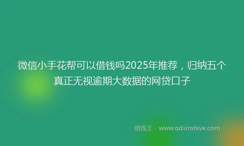 微信小手花帮可以借钱吗2025年推荐，归纳五个真正无视逾期大数据的网贷口子