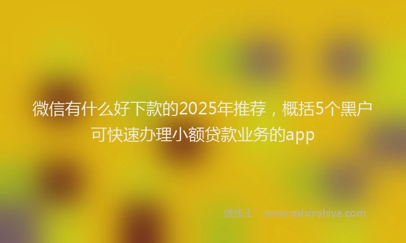 微信有什么好下款的2025年推荐，概括5个黑户可快速办理小额贷款业务的app