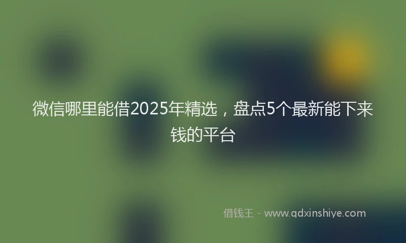 微信哪里能借2025年精选，盘点5个最新能下来钱的平台