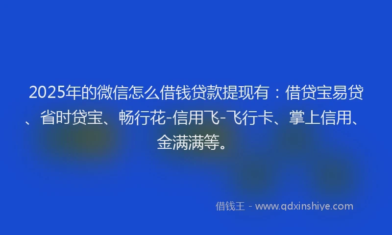 2025年的微信怎么借钱贷款提现有：借贷宝易贷、省时贷宝、畅行花-信用飞-飞行卡、掌上信用、金满满等。