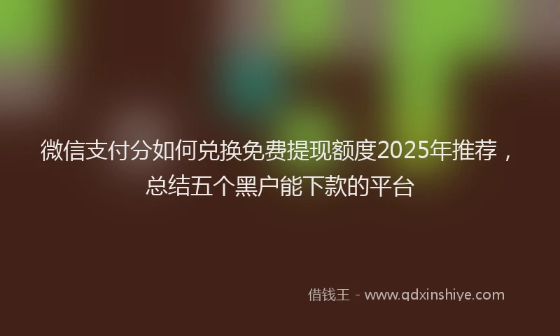 微信支付分如何兑换免费提现额度2025年推荐，总结五个黑户能下款的平台