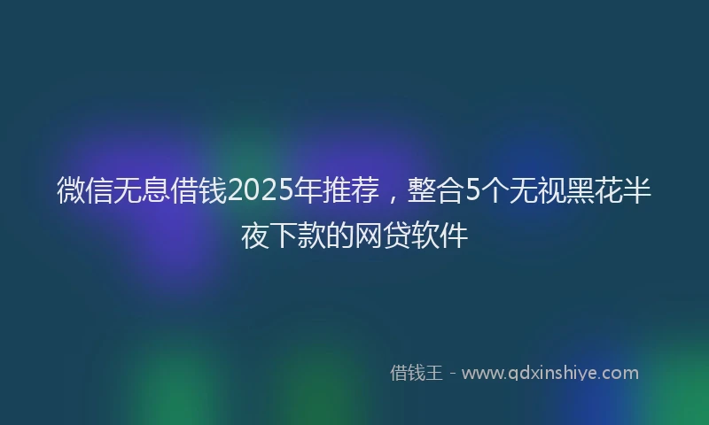 微信无息借钱2025年推荐，整合5个无视黑花半夜下款的网贷软件