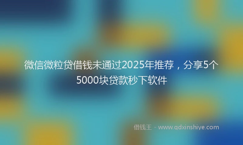 微信微粒贷借钱未通过2025年推荐，分享5个5000块贷款秒下软件
