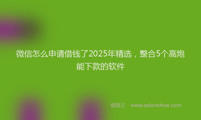 微信怎么申请借钱了2025年精选，整合5个高炮能下款的软件