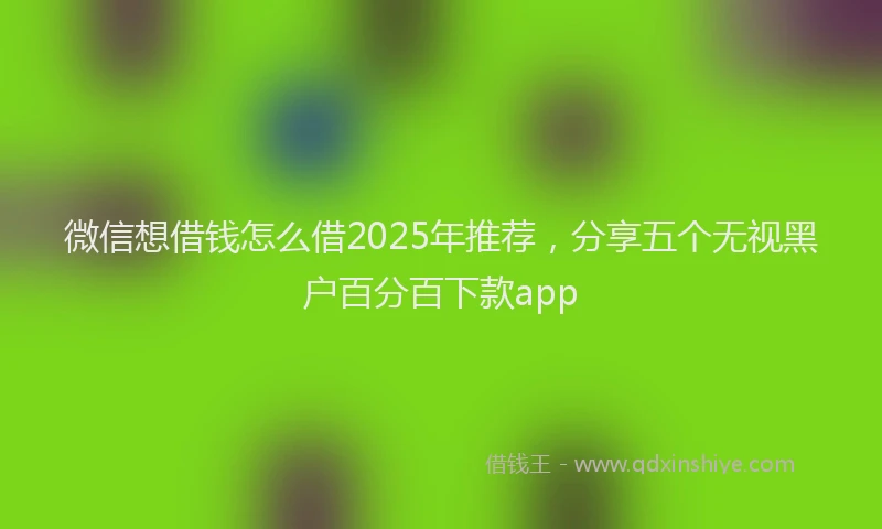 微信想借钱怎么借2025年推荐，分享五个无视黑户百分百下款app
