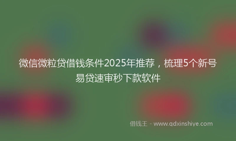 微信微粒贷借钱条件2025年推荐，梳理5个新号易贷速审秒下款软件