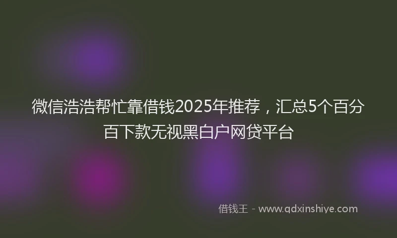 微信浩浩帮忙靠借钱2025年推荐，汇总5个百分百下款无视黑白户网贷平台