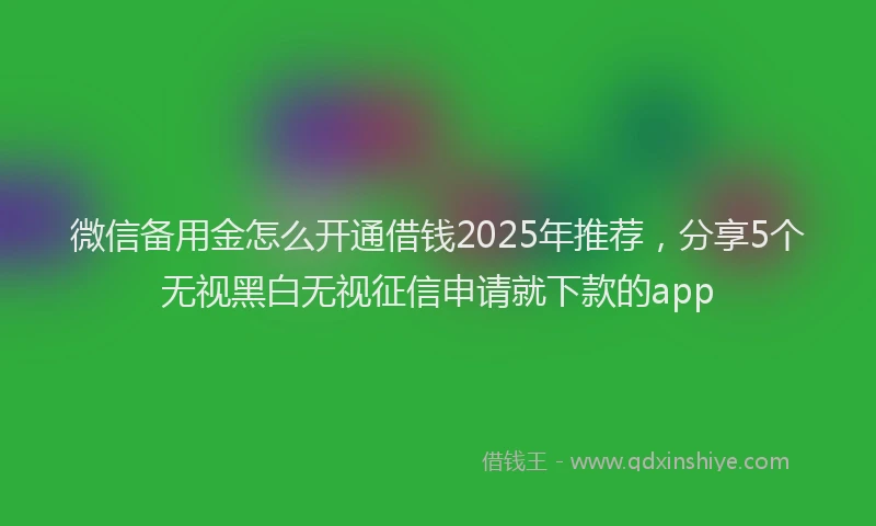 微信备用金怎么开通借钱2025年推荐，分享5个无视黑白无视征信申请就下款的app