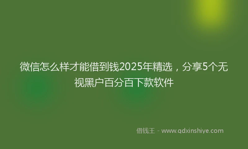微信怎么样才能借到钱2025年精选，分享5个无视黑户百分百下款软件