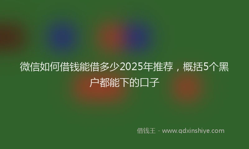 微信如何借钱能借多少2025年推荐，概括5个黑户都能下的口子