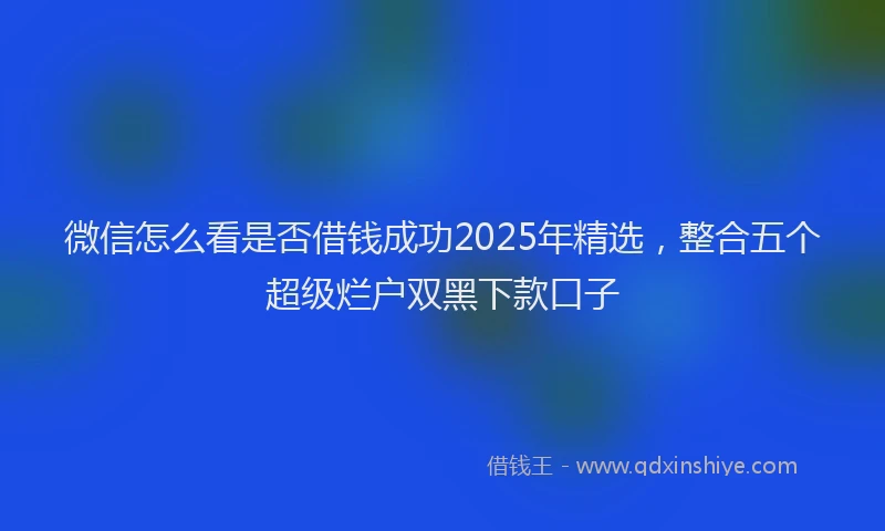 微信怎么看是否借钱成功2025年精选，整合五个超级烂户双黑下款口子