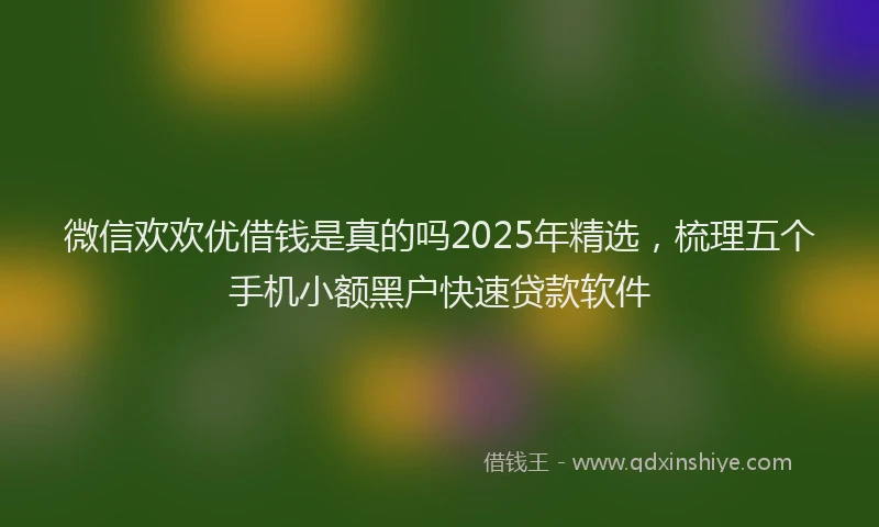 微信欢欢优借钱是真的吗2025年精选，梳理五个手机小额黑户快速贷款软件