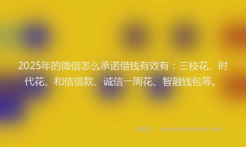 2025年的微信怎么承诺借钱有效有：三枝花、时代花、和信借款、诚信一周花、智融钱包等。