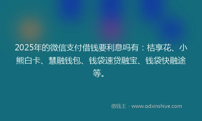 2025年的微信支付借钱要利息吗有：桔享花、小熊白卡、慧融钱包、钱袋速贷融宝、钱袋快融途等。