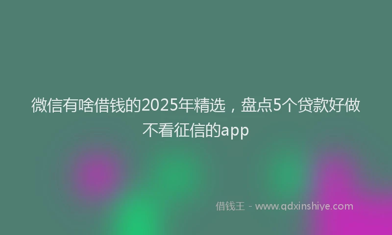 微信有啥借钱的2025年精选，盘点5个贷款好做不看征信的app