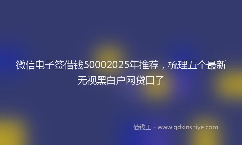 微信电子签借钱50002025年推荐，梳理五个最新无视黑白户网贷口子