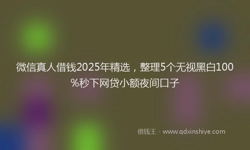 微信真人借钱2025年精选，整理5个无视黑白100%秒下网贷小额夜间口子