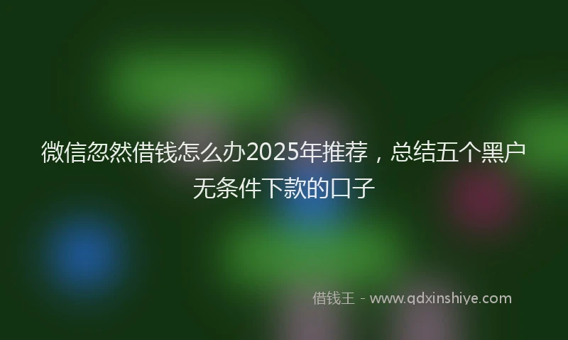 微信忽然借钱怎么办2025年推荐，总结五个黑户无条件下款的口子