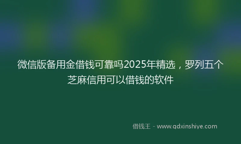 微信版备用金借钱可靠吗2025年精选，罗列五个芝麻信用可以借钱的软件