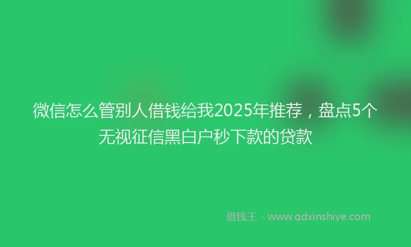 微信怎么管别人借钱给我2025年推荐，盘点5个无视征信黑白户秒下款的贷款