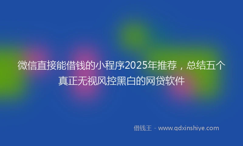 微信直接能借钱的小程序2025年推荐，总结五个真正无视风控黑白的网贷软件