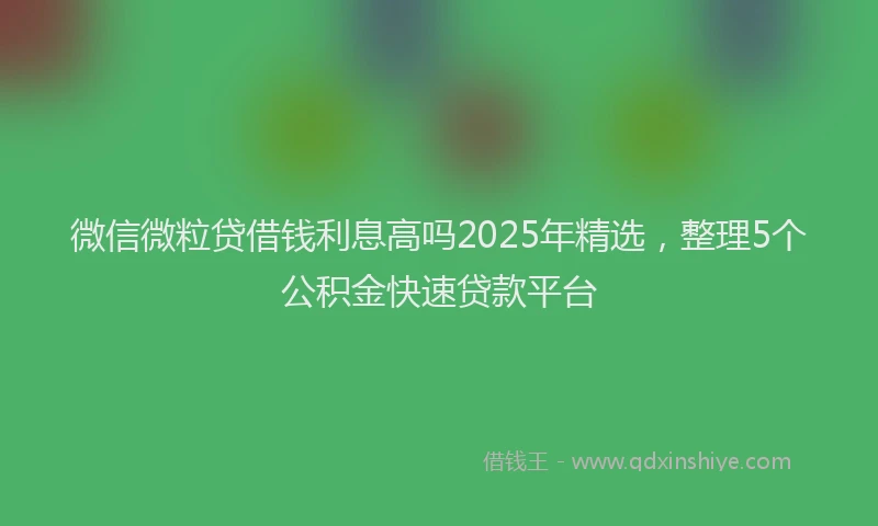 微信微粒贷借钱利息高吗2025年精选，整理5个公积金快速贷款平台